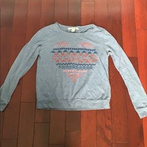 Forever 21 heart graphic long sleeve (size S)